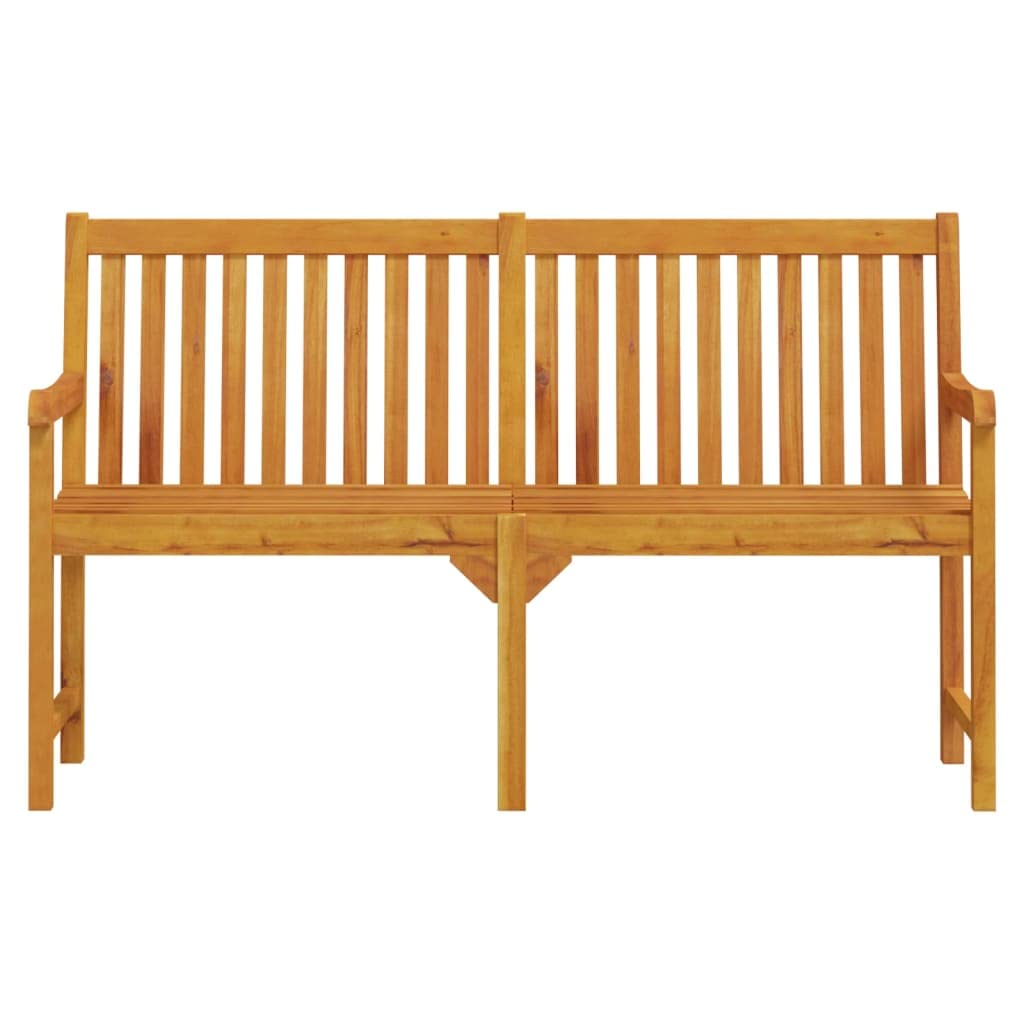 Fengshui Akazienholz Sitzbank 150x55 cm Gartenbank | Massivholz, geölt, wetterbeständig, Armlehnen, Rückenlehne, pflegeleicht