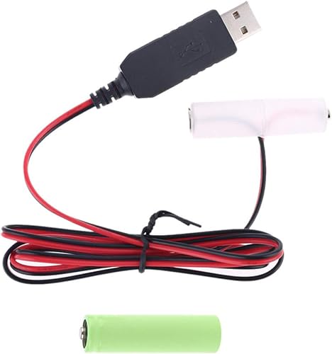 KHIOPNT LR6 AA Eliminador de batería USB Cable de fuente de alimentación reemplazar 1-4pcs 1.5V AA Batería (2AA)