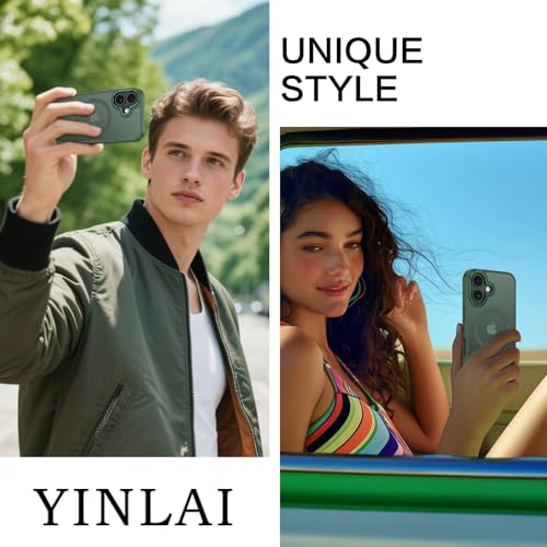 Image of YINLAI for iPhone 16 Case 6.1-inch,Magnetic Compatible with MagSafe, Slim Matte Anti-Fingerprint, Shockproof Full Body Military Grade Protection for iPhone 16 Cover, Green