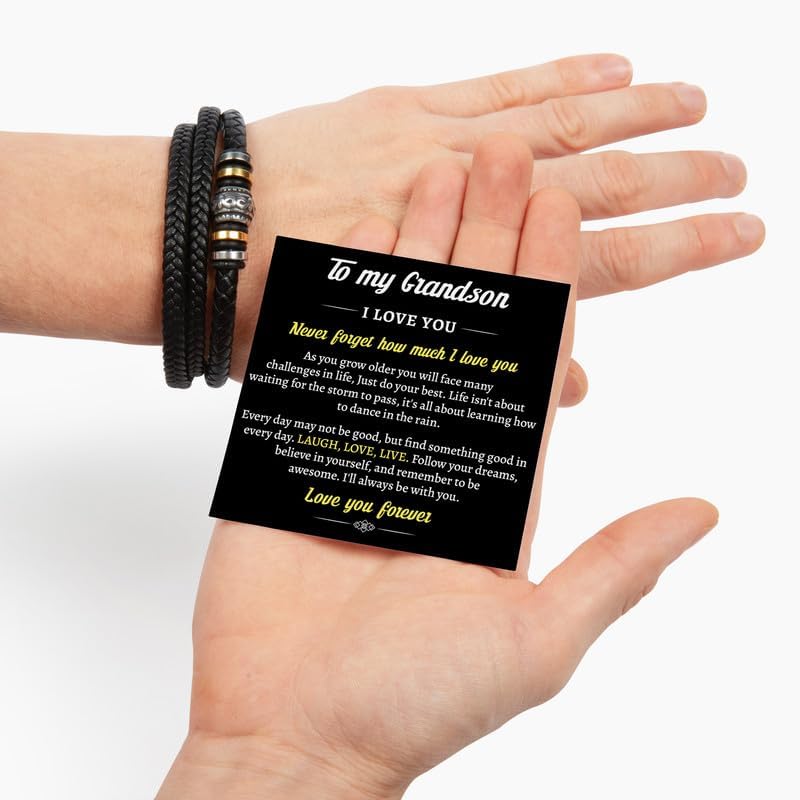To My Grandson Bracelet, Best Gifts For Grandson, Bracelet From Grandparents, Men Gift, Love You Forever Bracelets, Birthday, Christmas Gift With Message Card and Box