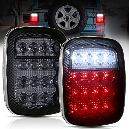 4-Pack 16 LED Universal Tail Lights - 12V Stop/Turn/Tail/Reverse Lights For Trailers & Trucks