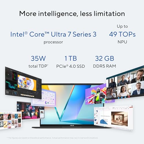 Image of ASUS Vivobook S14 Laptop (2026), Copilot+ PC, 14 inch 16:10 WUXGA OLED Display, Intel Core Ultra 7 355 Processor, Intel Graphics, 32GB RAM, 1TB SSD, WiFi 6, Windows 11 Home, Matte Gray, S3407AA-DS77