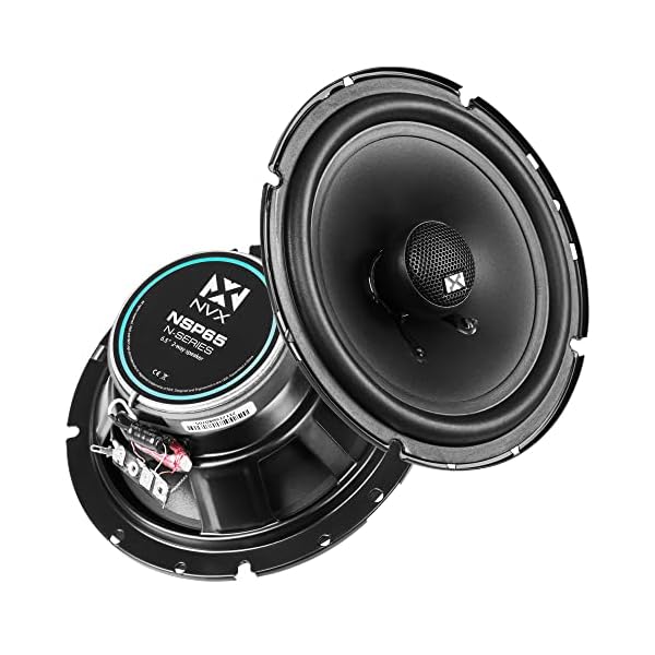 NVX® NSP65 6.5″ Car Speakers, 540W Max, 180W RMS, 2-Way Coaxial w/Silk Dome Tweeters & Built-in X-Overs, Easy to Install in Cars/Trucks/Doors (Pair)