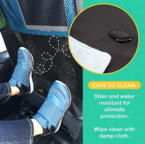 Premium & Stylish Car Seat Protector Kick Mats, 2 Pack, Easy Care, 3 Color Options