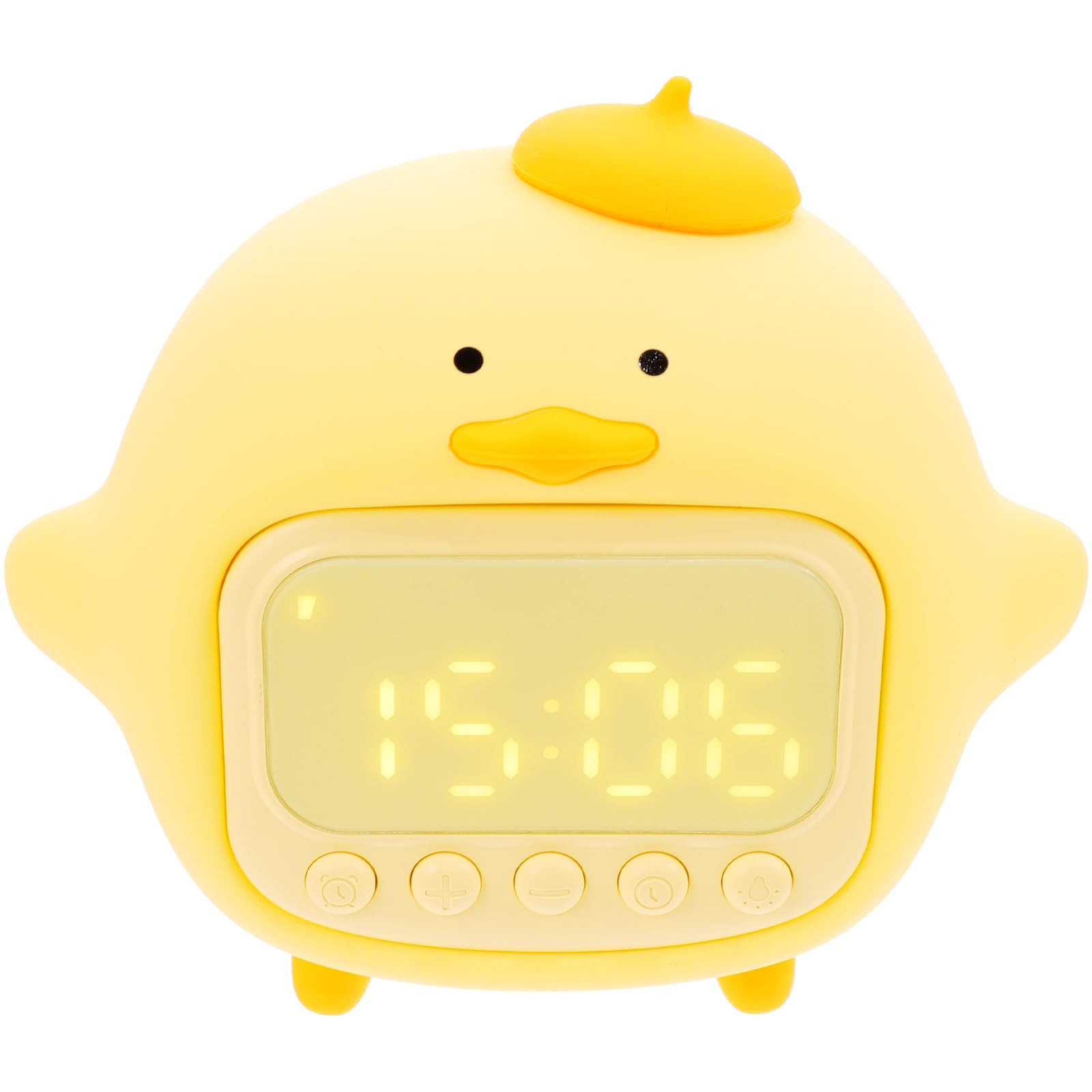 Alipis Lampe de Nuit LED Créative en Silicone Fonction Réveil Digital et Alarme, Veilleuse USB Rechargeable 1500mah pour Chambre et Bars, Forme Originale Jaune