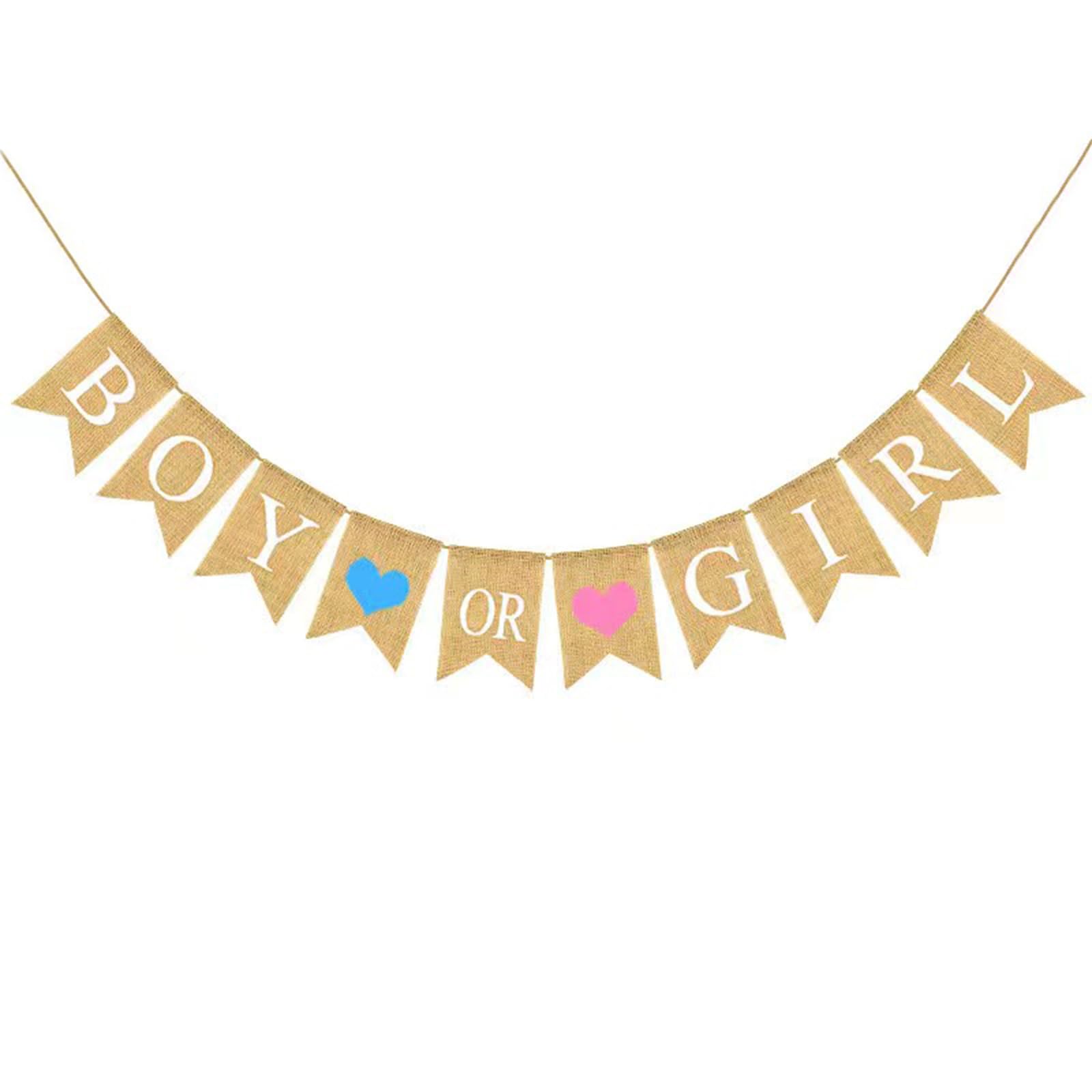 Boy Or Girl Banner - Prestrung Burlap Gender Reveal Party Sign Garland Backdrop Decorations