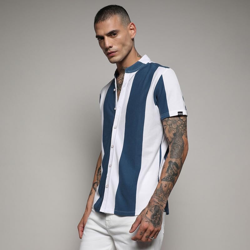 Campus Sutra Men's Shirt for Casual Wear |Spread Collar | Long Sleeve | Button Closure | Regular Fit | Shirts Crafted with Comfort Fit for Everyday Wear