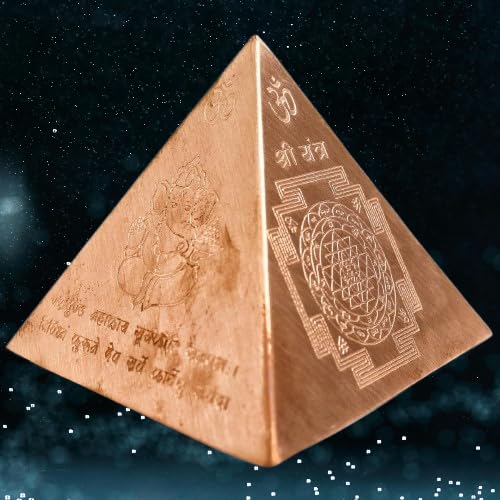 Copper Wealth and Success Vastu Pyramid for Home & Office 3 Inches Shri Yantra Shri Ganesh Yantra Vastu Dost Nivaran Shri Kuber