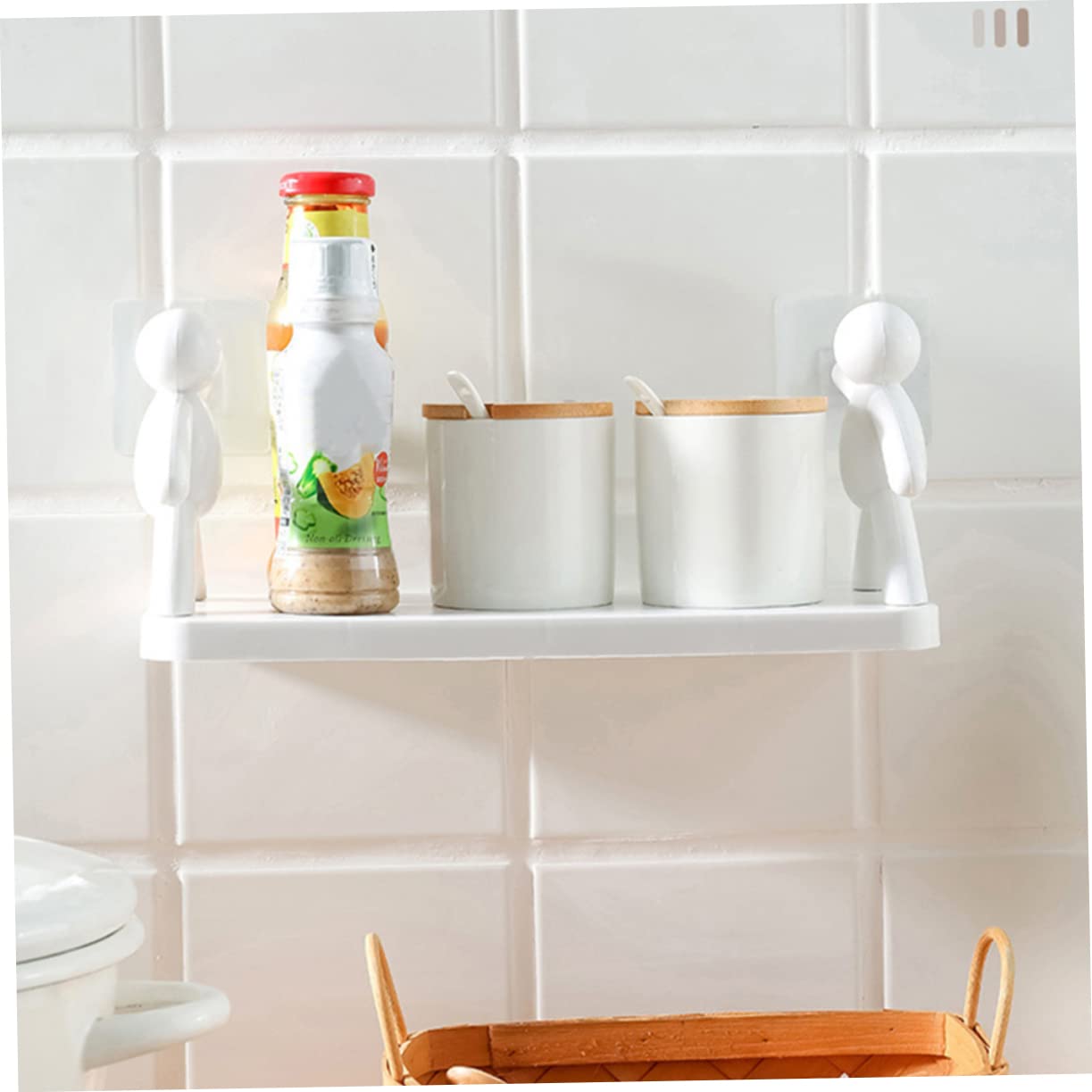 Levemolo 2pcs Wall Storage Rack Punch Hanging Shelf for Bathroom Kitchen Simple Design Material Space Saving for Organizing Towels Essentials