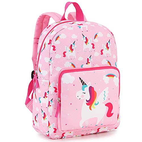 RAVUO Girls Backpack, Small Kids Unicorn School Bag Lightweight Kindergarten Preschool Bookbag Toddler Backpack with Chest Strap