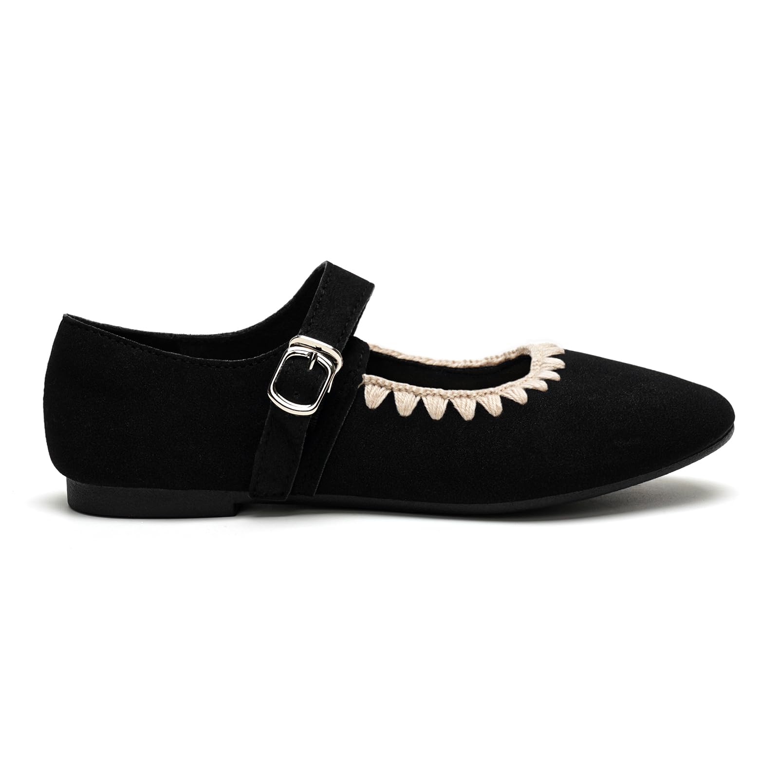 GLAMORA Bailarinas Mujer con Hebilla Cierre Rápido Zapatos Planos Punta Redonda Mary Jane Cómodos Ajuste Seguro Borde Decorativo Cosido Calzado Primavera Verano