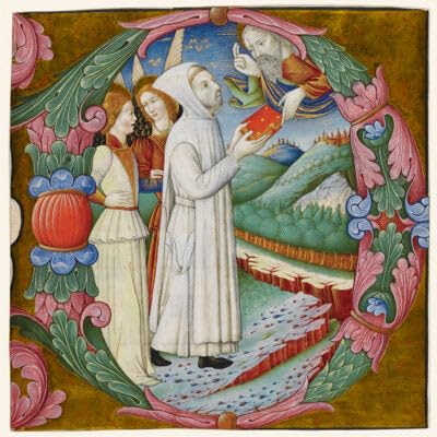 Fitzwilliam Museum Cambridge University - In the Company of Angels (Illuminated letter O) - Religious Art Christmas and New Year Cards Embossed with Gold Foil - Pack of 10, Same Design