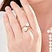 Double Pearls Open Twisted Band Statement Rings for Women Dainty Shiny CZ Large Round Pearl Adjustable Finger Wrap Ring Promise Engagement Wedding Party Stacking Expandable Fashion Jewelry Her