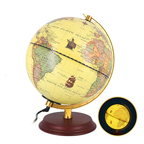 Illuminated Wold Globe for Kids with Stand Night Light Built-in LED Light Earth