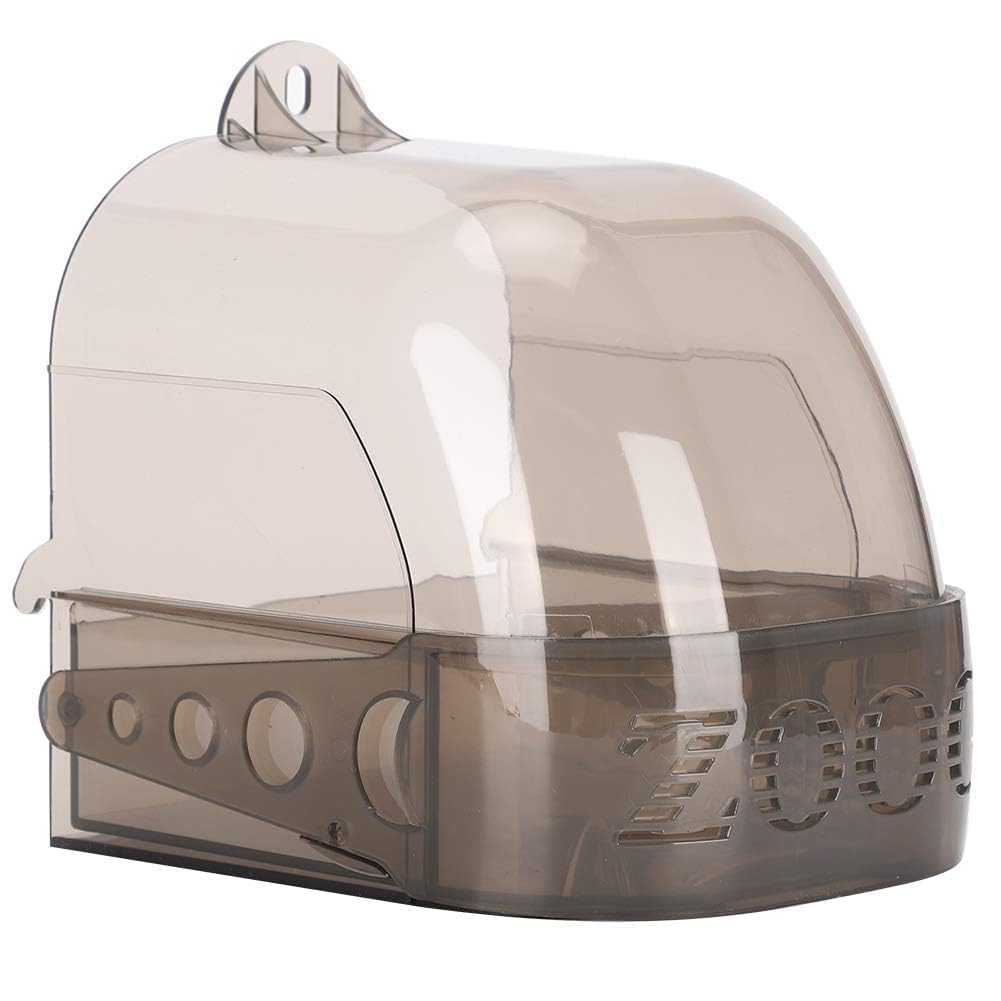 Bañera para pájaros, jaula para pájaros colgante, bañera, caja de ducha de plástico para pájaros, caja de alimentación multifunción para loros grises y negros