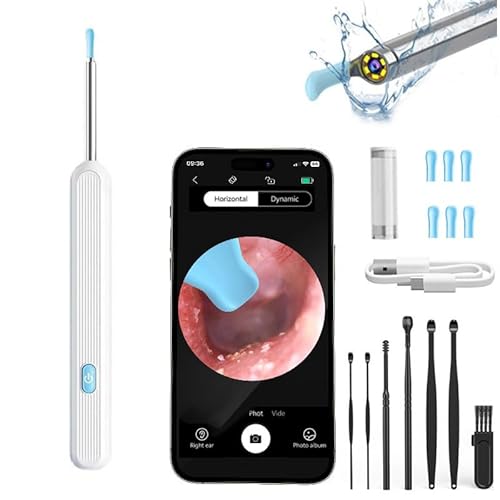 Ear Wax Removal Tool Camera Kit with 1080P HD Camera,6 LED Strong Light WiFi Connection, Ear Cleaner Removal for Precise Earwax Cleaning iOS & Android System (Mixed Black&White)