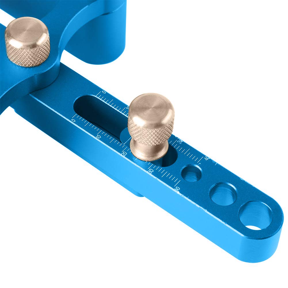 Kit Guida per Trapano Autocentrante, Posizionatore per Legno in Lega di Alluminio 6/8/10mm con 9 Boccole in Acciaio per Foratura Mobili