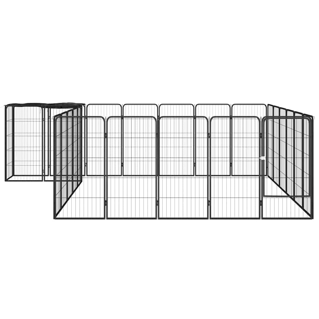 Kojec dla Psa, 26 Paneli, Czarny, 50x100 cm, Stal
