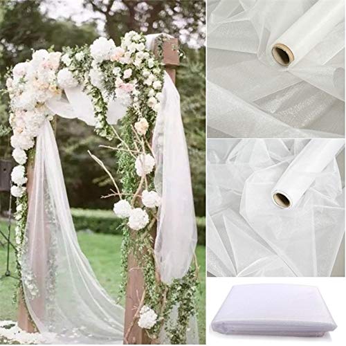 48cm*10m Tulle Roll Spool White Organza Tulle Fabric for DIY Girl Tutu Baby Shower Wedding Party Decorati Birthday Gift Supplies
