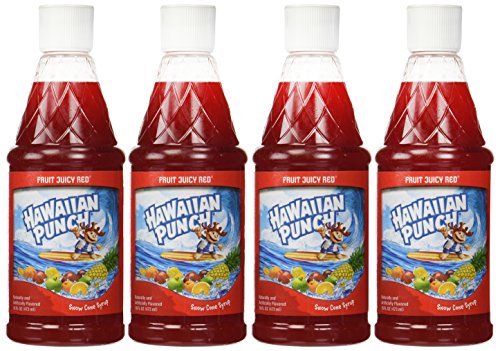Hawaiian Punch Snow Cone Syrup 16oz Bottle (Pack of 4) Select Flavor Below (Fruit Juicy Red)