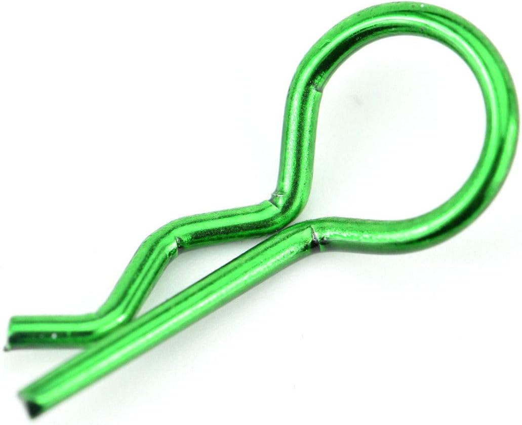 Apex RC Products Green 1/10 Large Bent RC Anodized Body Clips - 25pcs #4031GR