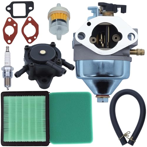 Kit de Carburador para Honda GCV190 Cortacesped/Motor, ADEFOL Carburador con Filtro de Aire & Junta & Bomba de Combustible & Bujía Piezas de Repuesto GCV 190 Accesorio 9 en 1
