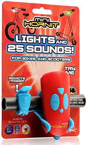 Mini Hornit - Bike & Scooter Horn and Light for Children and Kids - 25 Sound effects / 5 Lights (Red)