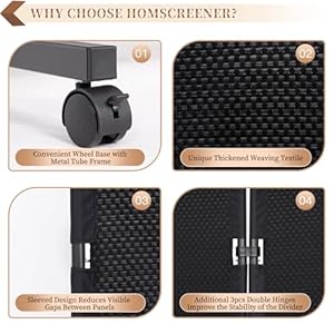 Room Divider Screen Wide Room Divider Panel/Wheels, Decorative Divider for Room Separation, 6 Panel Portable Wall Divider Freestanding Room Partitions and Dividers, Black Room Separator for Studio Room Divider Screen Wide Room Divider PanelWheels Decorative Divider for Room Separation 6 Panel Portable Wall Divider Freestanding Room Partitions and Dividers Black Room Separator for Studio