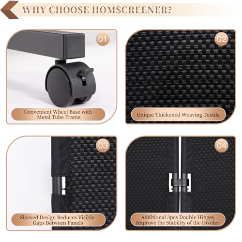 Room-Divider-Screen-Wide-Room-Divider-PanelWheels-Decorative-Divider-for-Room-Separation-6-Panel-Portable-Wall-Divider-Freestanding-Room-Partitions-and-Dividers-Black-Room-Separator-for-Studio Room Divider Screen Wide Room Divider PanelWheels Decorative Divider for Room Separation 6 Panel Portable Wall Divider Freestanding Room Partitions and Dividers Black Room Separator for Studio