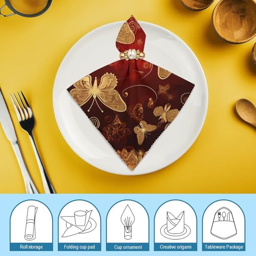 Servilletas de Tela Valentine Hearts Golden Butterfly x6 miniatura 7