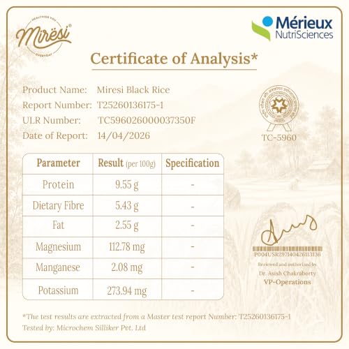 Image of Miresi Premium Black Rice - Whole Grain Goodness - High in Plant Protein & Dietary Fiber - Unpolished, Aromatic & Naturally Gluten-Free - Ideal for Balanced, Everyday Nutrition - 900g