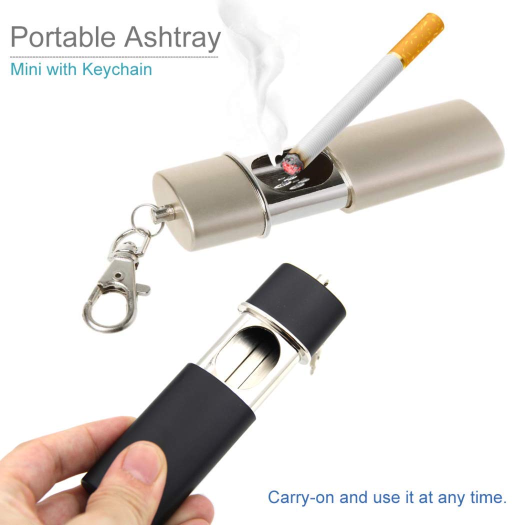 ZHome Pocket Ashtray Portable Ash Tray, Mini Ashtray with Keychain, Outdoor Ashtray for Cigarettes, Easily Bringing When Travelling Red