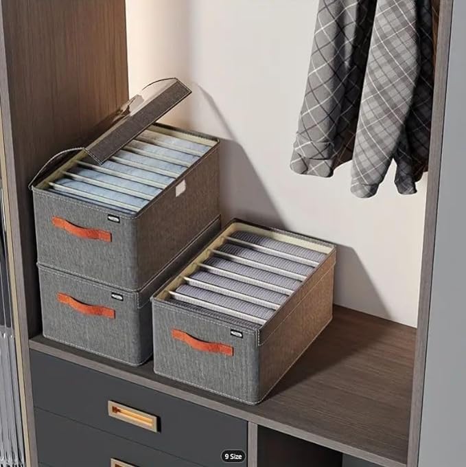 Image of Folding Storage Box with Transparent Lid | Fabric Collapsible Organizer with Steel Frame & Handles | Clothes Storage Bin for Wardrobe, Closet & Home