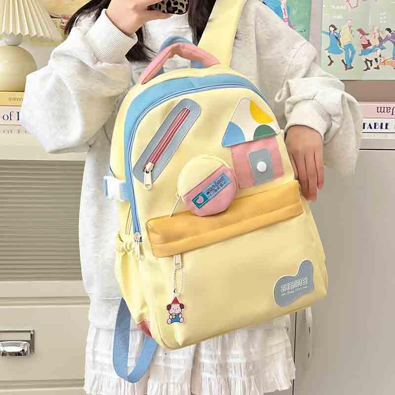 Women's graffiti cute backpack casual lightweight fresh backpack computer bag kawaii backpack travel bag (Yellow)4