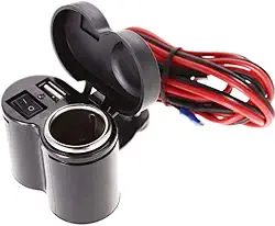 Tomada Carregador De Celular 12V E Usb 5V Para Moto Entrada Isqueiro Motocicleta Led A Prova D'gua (BSL-45765-2)