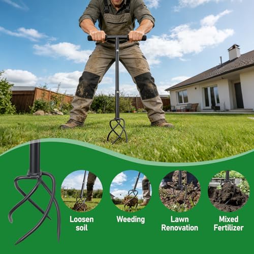 Cultivador manual para jardín BeBecome con 4 púas de acero miniatura 5