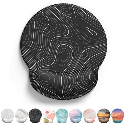 Image of eulps Mouse Pad with Wrist Rest, Comfortable Computer Mousepad with Gel Wrist Support Smooth Surface and Non-Slip PU Base for Pain Relief, Laptop, Office & Home (Black Line)