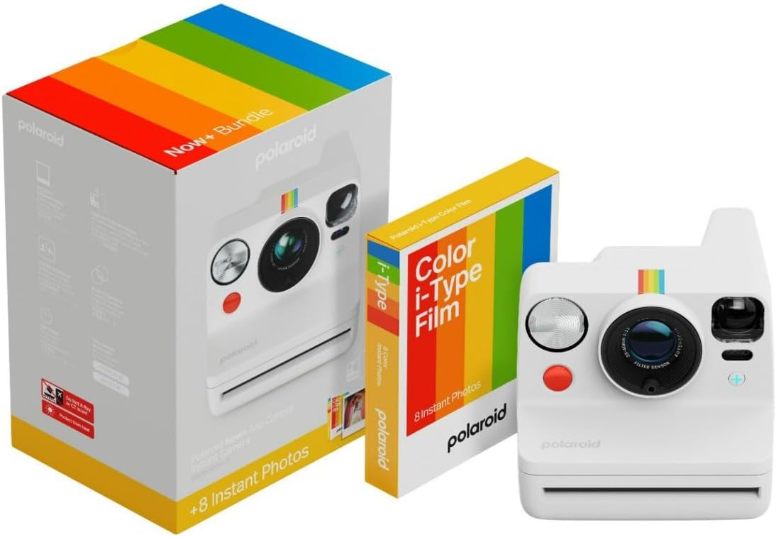 Polaroid Now+ Gen 3 Instant Camera, White + Color Film Pack (8 Photos)