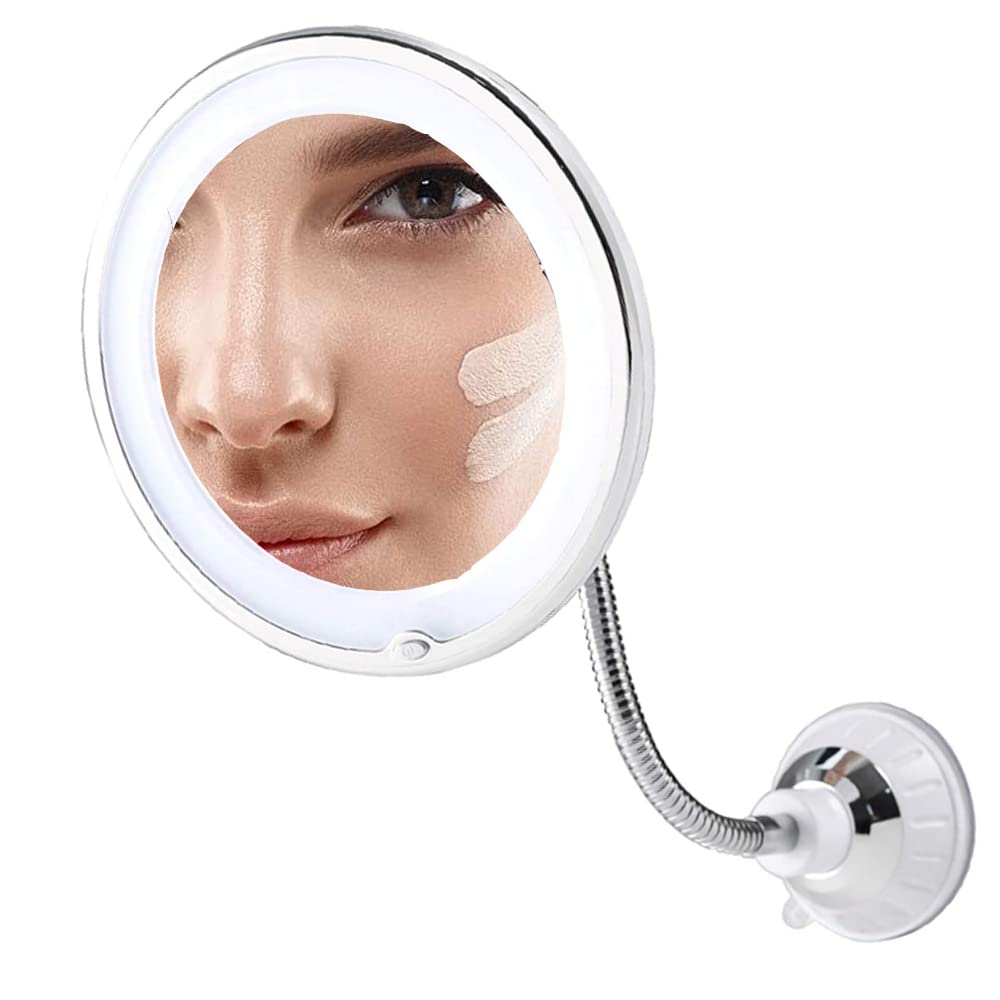 Flexible Gooseneck Makeup Mirrors 360 Degree Rotation LED 10X with