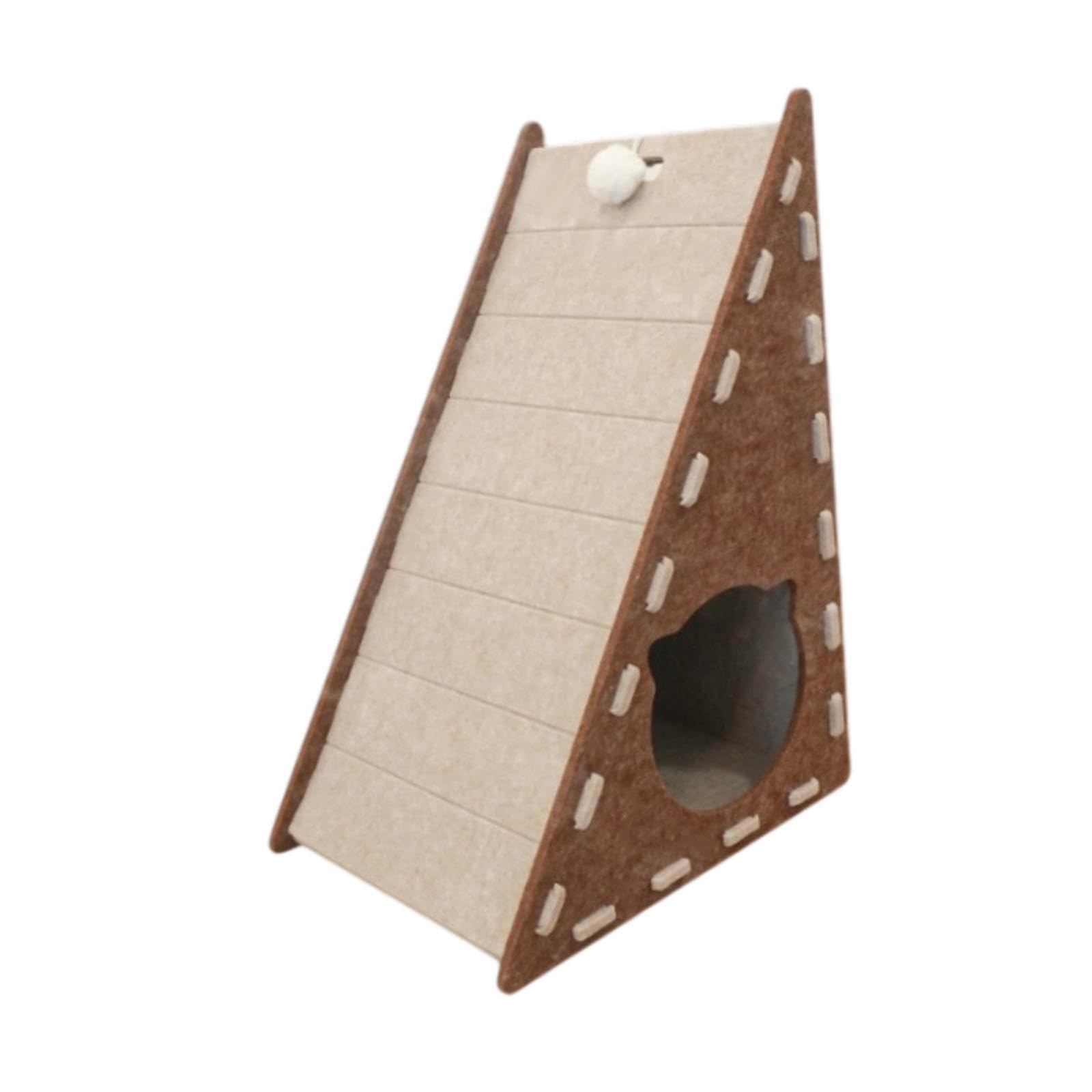 Griffoir triangle et coussin à griffer brun dans votre salon