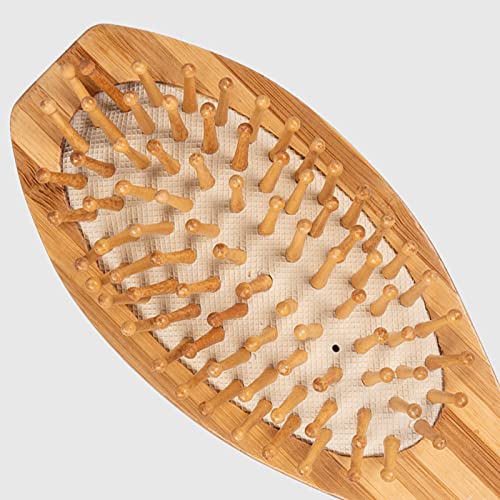 La Briantina Oval Bamboo Hair Brush Detangling and Massaging with Pad, Unica - Image 2