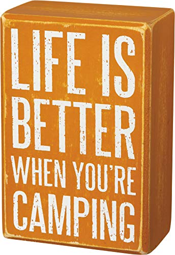 Primitives-by-Kathy-Decorative-Box-Sign-Pair-of-Socks-Gift-Set-Life-is-Better-When-Youre-CampingBrown Primitives by Kathy Decorative Box Sign Pair of Socks Gift Set Life is Better When Youre CampingBrown