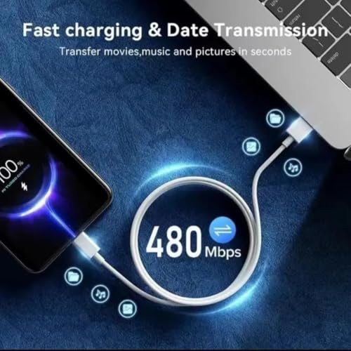 Image of Vivo Original 44W Flash USB Type C Superfast Charging Cable for Vivo V30 /V29 /V28 /V27 /V25 /V23e /V23 pro /V21 5G /Iqoo Neo 9 pro /12 5G /Neo 7 pro /Z7 /Z7S /Z6 Lite /11 /Z6 /T2 /Iqoo 9 (VVO-44W-CBL-1)