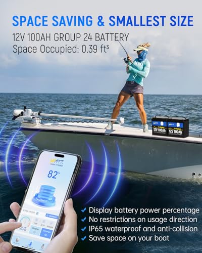 Image of WattCycle 12V 100Ah LiFePO4 Lithium Battery with Bluetooth BCI Group 24 12V Mini Batterys 100A Smart BMS Support Monitoring Battery via Phone Bluetooth 15000 deep Cycles Marine Trolling Motor RV