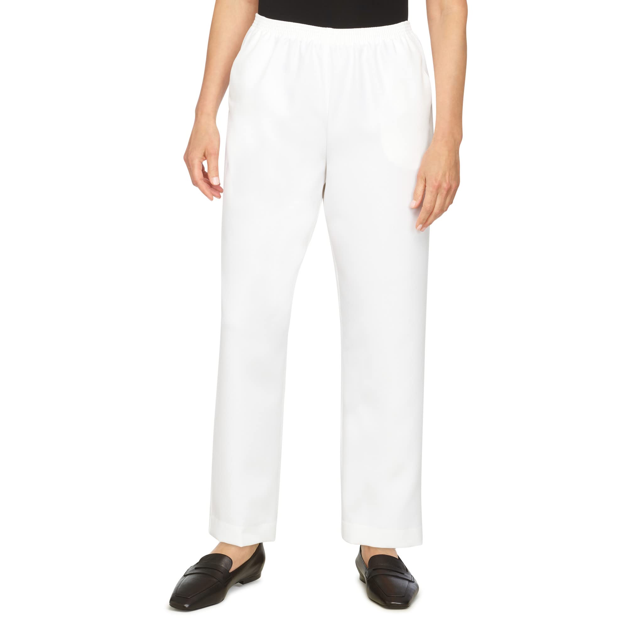Alfred Dunner Womens Solid Medium Pant Size 20 White