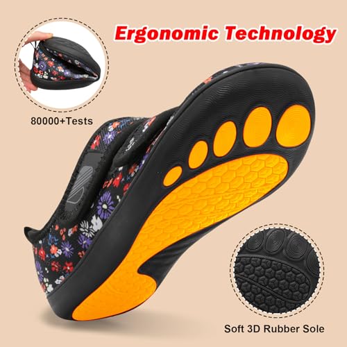 Image of Besroad Womens Walking Shoes Wide Diabetic Shoes Adjustable Barefoot Casual Sneakers Breathable Zero Drop Arthritis Edema Sneakers Indoor Outdoor