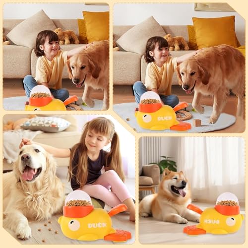Entenform Intelligenzspielzeug - Slow Feeder Hund Katze, Hundespielzeug Intelligenz, Interaktives IQ-Training Spielzeug für Hunde, Reduziert Blähungen und Anti-Schlucken für Kleine und Mittelgroße