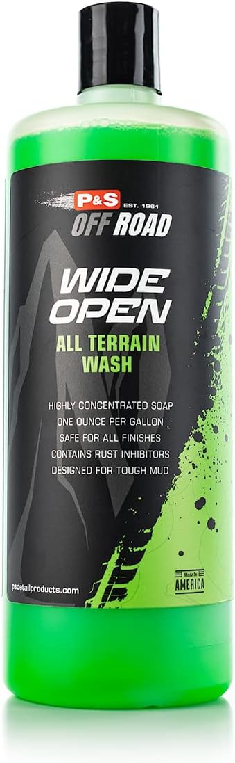 P&S Off Road Wide Open All Terrain Wash – Heavy-Duty Concentrated Soap for ATVs, UTVs & More – Tough on Dirt & Mud, Safe on All Finishes, Rust Inhibitors - 32 oz. Spray