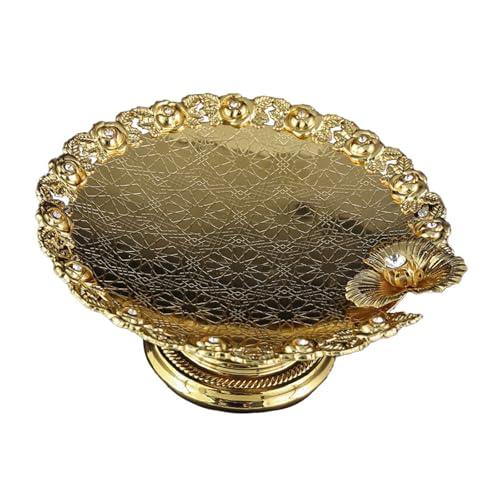 AMISENK Llamativo plato ovalado/redondo para tartas con cordones finos, mesa de mejora estética para amas de casa y planificadores de eventos, plato de aleación