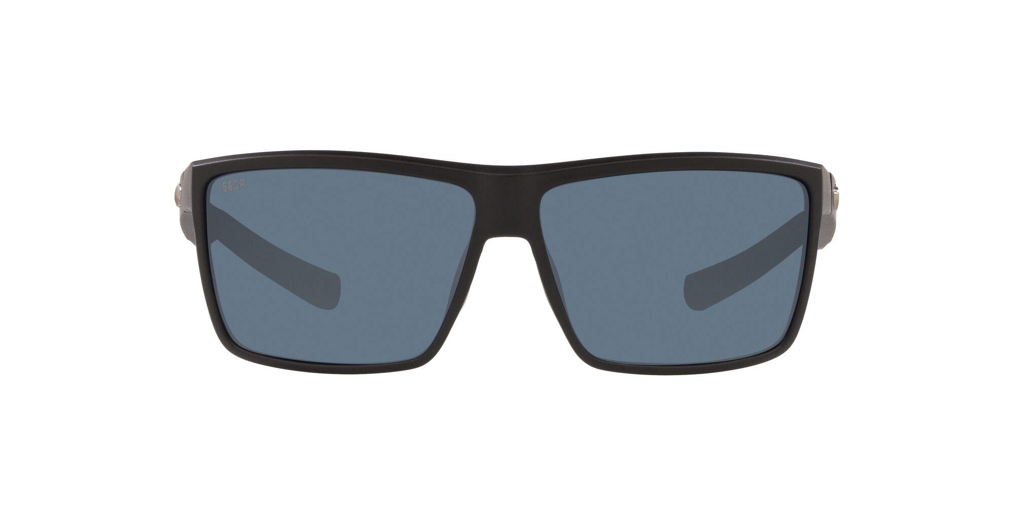 Costa Del Mar Men's Rinconcito Rectangular Sunglasses, Matte Black/Grey Polarized-580p, 60 mm